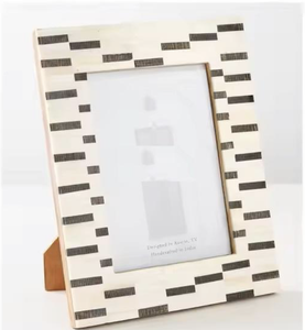 Tayyab Handicraft Lightweight Bone Inlay Photo <b>Frame</b> with Green and <b>White</b> Inlay Pattern Vertical Tabletop Display - Product Image 2
