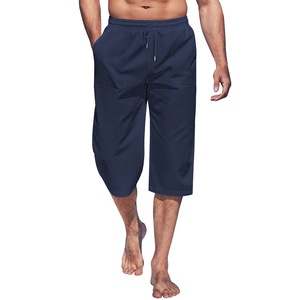 Pantalon Capri en Toile pour Homme de Haute Qualité, Style Vintage, Léger, avec Cordon de Serrage, Taille Élastique, Imperméable, pour la Plage, avec Poches - Product Image 2