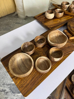 Ensemble de bols en bois écologiques faits à la main, grands bols en bois massif pour la cuisine, la table à manger, le service des collations