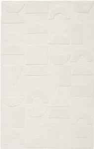 Alfombra Geométrica Moderna Color Crema, Alfombra Texturizada Abstracta en Tono Marfil, Alfombra Decorativa Contemporánea para Sala de Estar Minimalista - Product Image 4