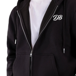 Sweat à capuche zippé noir personnalisé avec logo pour femme, en molleton épais, ensemble de survêtement streetwear, vente en gros - Product Image 5