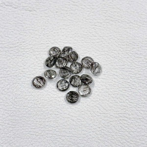 Piedra preciosa suelta redonda facetada Natural de Cuarzo rutilado negro de 5mm de alta calidad, compra en línea de un fabricante verificado en la India - Product Image 2