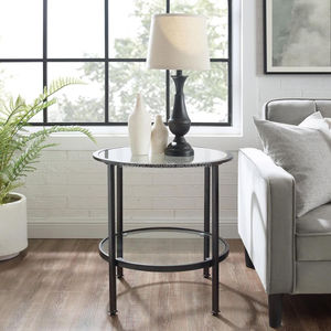 Modern Round Glass Coffee <b>Table</b> with Sturdy Metal Frame, Versatile Accent End <b>Table</b> for Sofa Side, Living Room and <b>Small</b> Spaces - Product Image 1
