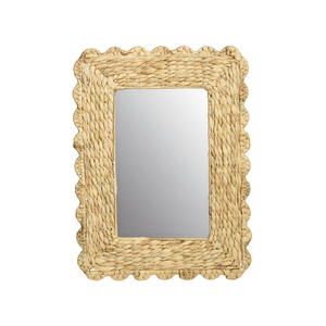 Espejo de pared natural de jacinto de agua festoneado, espejo colgante para decoración de baño, sala de estar, entrada de casa de campo, de Vietnam - Product Image 1