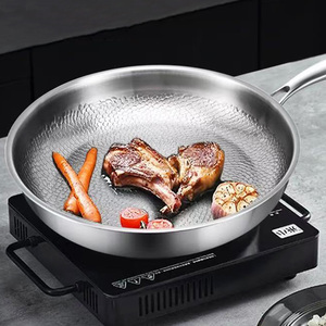 Premium Food Grade Titanium Alloy Fry Pan Stainless Steel Hammered <b>Non</b> <b>stick</b> <b>Non</b>-toxic Cooking Pan with Lid for Kitchen - Product Image 5