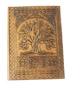 Diario de cuero genuino hecho a mano estilo vintage con diseño de árbol grabado, cubierta de cuero de cabra TC, encuadernación con pegamento color caqui, suave. - Product Image 3