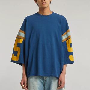 เสื้อเจอร์ซีย์อเมริกันฟุตบอลทรงโอเวอร์ไซส์ ยูนิเซ็กซ์ พิมพ์ลาย สไตล์ฮิปฮอป ผ้าฝ้าย 100% คอทรงโอ รับสกรีนโลโก้ สวมใส่สบาย ระบายอากาศได้ดี สไตล์วินเทจ - Product Image 5