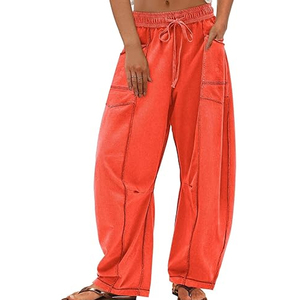 Pantalon de jogging décontracté d'été pour femme, taille haute, coupe ample, avec cordon de serrage, jambe large, style streetwear, vente en gros - Product Image 6