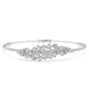 Bracelet ouvrable en or rose 14 carats Vita Cluster Lab Diamond (2 Ct.) Tw. Bracelet de luxe pour femmes, cadeau de mariage, design raffiné - Product Image 3