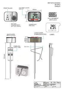 เครื่องวัดอุณหภูมิสำหรับทำฟองนมสำหรับกาแฟ ช็อกโกแลต คาปูชิโน ฟองนม เครื่องวัดอุณหภูมิสแตนเลส ปากกาวาดลายลาเต้ - Product Image 4