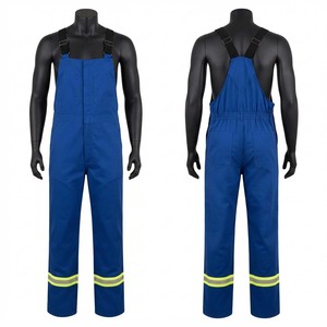 Pantalones de Trabajo Unisex de Sarga de Algodón y Poliéster Premium, Certificados CE, Impermeables, Antibacterianos, 280 GSM, Azul Rey, con Cinta Reflectante - Product Image 1