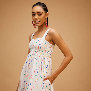Vestido Maxi de Algodón sin Mangas Estampado para Mujer de la Mejor Calidad, con Corsé Fruncido y Volantes, Estilo Casual de Verano, Corte A, Transpirable, Directo de Fábrica OEM - Product Image 4