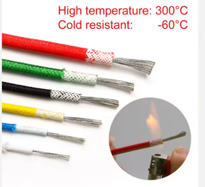 Fil en silicone résistant aux hautes températures 300 ° Câble en cuivre souple, fibre de verre tressée, isolé, pour élément chauffant de plancher chauffant - Product Image 3