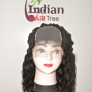 Perruque en cheveux humains indiens, bouclée, lisse, ondulée, avec dentelle, double trame, extensions de cheveux vierges Remy, noir naturel, sur mesure - Product Image 5