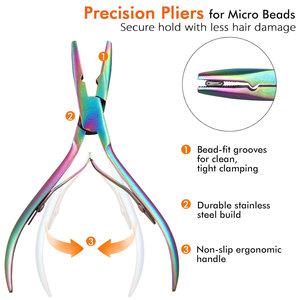 Professional Hair Extension Tools Kit with <b>Silicone</b> <b>Beads</b> in Black Brown and Beige Microlink Pliers Scissors Loop and Hook - Product Image 5