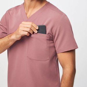 Fashionable Manufactory Custom Men Medical <b>Scrub</b> Uniform <b>Sets</b> Elasticity Short Sleeve Crew Neck Top Jogger Pant <b>Scrub</b> <b>Set</b> - Product Image 6