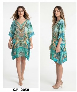 PU Chiffon Printed V-Neck Short Sleeve Casual Winter <b>Poncho</b> with Anti-static & Anti-Wrinkle Features - Product Image 1