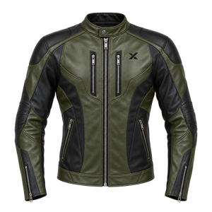Chaqueta de Motociclista de Cuero de Diseño Contemporáneo |   Resistente al viento |   Cognac Borgoña Verde Oliva |   Fabricante OEM/ODM |   Premium - Product Image 1