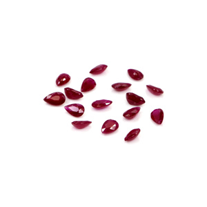 Rubíes naturales sin tratar de Mozambique, calibrados en forma de pera de 3x5 mm, piedras preciosas de rubí facetadas naturales sueltas para la fabricación de joyas, listas para usar. - Product Image 1