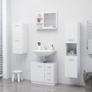 Espejo de Baño Mediano de Madera Sintética y Acrílico Blanco Espejo para Baños - Product Image 6