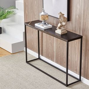 Consolle d'ingresso in MDF color oro, tavolo da divano in finto marmo per soggiorno e hall di hotel, elegante tavolo da ingresso - Product Image 4