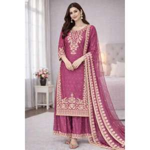 Salwar Kameez en velours bleu roi pour femme, idéal pour les fêtes, en pure soie GMY avec broderies Moti et sequins, séchage rapide, ZAIN EXPORTS - Product Image 1