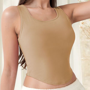 Women's Plus Size Casual Sports Tank <b>Top</b> U Neck Sleeveless Solid Color Breathable Eco-Friendly Quick Dry Front Gym <b>Crop</b> Custom - Product Image 4