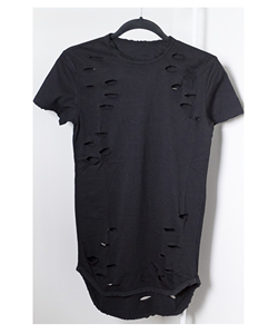 T-shirts déchirés 100 % coton tricoté sur mesure OEM de haute qualité pour hommes, écologiques, respirants, très demandés - Product Image 1