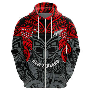 New Zealand Maori Solid Men's <b>Hoodie</b> <b>Red</b> Black Gray Sublimation Regular Fit Breathable Eco-Friendly Casual Winter OEM Service - Product Image 2