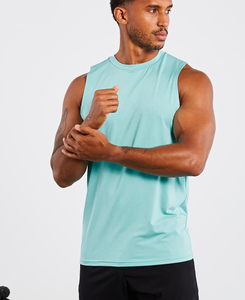 Camiseta sin Mangas Ligera y Duradera para Hombre, de Color Sólido, Cuello Redondo, Transpirable, Tejida, Deportiva, para Gimnasio y Uso Casual - Product Image 1