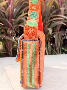 Sac bandoulière fait main personnalisé en perles de verre colorées, motif Soleil, Cœur, Mauvais œil, Homard, Poisson, Vague, forme selle, imperméable - Product Image 4