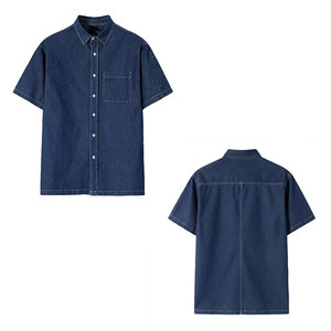 เสื้อเชิ้ตยีนส์สไตล์ใหม่ล่าสุดสำหรับฤดูร้อน แขนสั้น แฟชั่นสำหรับผู้ชาย ติดกระดุมแบบสั่งทำพิเศษ - Product Image 6