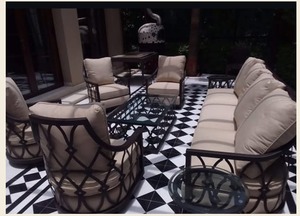 Conjunto de Muebles de Jardín Modernos para Patio, Sofá de Exterior con Estructura de Aluminio de Lujo, Asientos Acolchados y Mesa de Vidrio - Product Image 3