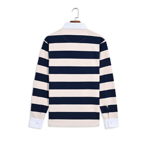 T-shirt de rugby pour homme en coton 100 % biologique, à manches longues boutonnées, séchage rapide, respirant, durable, imprimé numériquement, coupe classique - Product Image 2