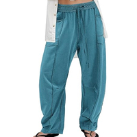 Pantalones Deportivos Cargo de Primavera para Mujer, Pantalones Anchos de Cintura Alta con Cordón, Joggers Holgados, Ropa Casual de Calle, 100% Algodón