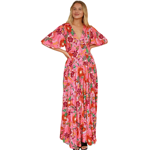 Vestido largo informal de verano con estampado floral para mujer - Product Image 3