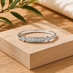 Premium Round Brilliant Lab Grown Diamond Pave Engagement Ring 10k 14k 18k Solid Gold Minimalist Band Ethical Promise Jewelry - Product Image 1