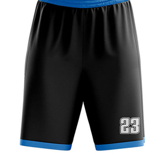 Ensemble d'uniformes de basketball personnalisés sublimés, noir et bleu, col en V, sans manches, en mesh respirant, unisexe, pour adultes, avec le numéro 23 - Product Image 3