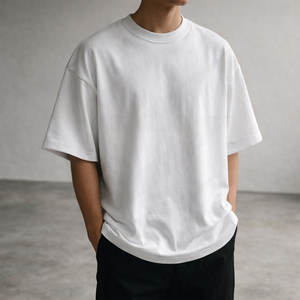 T-shirt Homme Oversize en Coton Épais 280 g/m² avec Logo 3D en Silicone Imprimé en Relief, Style Streetwear, Personnalisable OEM - Product Image 3