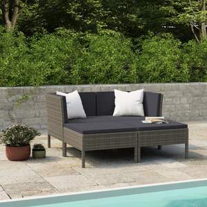 Ensemble de meubles de jardin en rotin PE gris et acier thermolaqué en polyester - Product Image 1