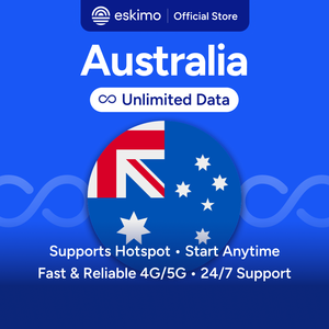 Tarjeta SIM de viaje eSIM Eskimo Australia Unlimited de 25 días, datos de alta velocidad 5G/4G, no se requiere SIM física, soporte humano 24/7, S-AU-25D - Product Image 1