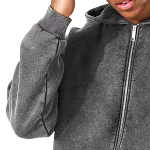 Sudaderas con Capucha y Cremallera para Hombre, Estilo Vintage con Lavado Ácido y Logotipo Personalizado, Superventas, Ropa Urbana, MOQ Bajo - Product Image 4