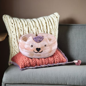 Mango Wood Yarn <b>Bowl</b>-Eco-Friendly Durable Portable Tabletop Storage for <b>Knitting</b> & Crochet Yarn (11.5cm Round) - Product Image 1