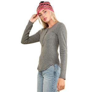 [veryjkor] VERY J - NEW IN - Soft brushed solid knit <b>top</b> Women Henley Neck <b>Long</b> <b>Sleeve</b> Casual Ribbed Pullover Shirt - Product Image 4
