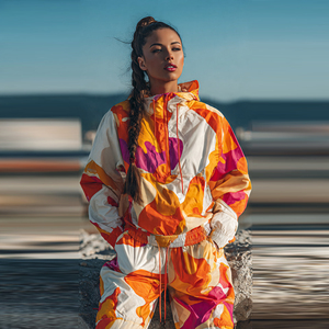 ชุดวอร์มกันลมกันน้ำ OEM สำหรับผู้หญิง เสื้อแจ็คเก็ต กางเกงขายาว เสื้อคลุมสำหรับตั้งแคมป์ เสื้อกันฝนแบบมีฮู้ด - Product Image 4