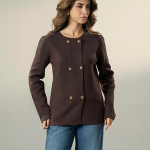 Poncho en tricot croisé pour femme, manches longues, col rond, couleur unie, décontracté, pour l'automne, anti-boulochage, anti-plis, en polyester - Product Image 1