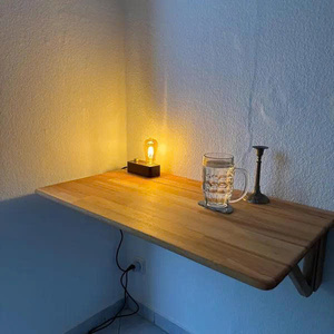 Table pliante murale en bois avec support pour ordinateur portable et tasse, design simple pour l'étude ou le travail - Product Image 2