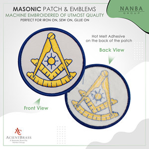 Masonic Past Master Embroidered Patch White Background 3-Inch Diameter Iron-On for Apparel & Hats - Product Image 2