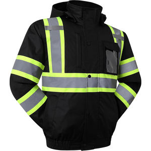 Veste de travail imperméable haute visibilité, veste de sécurité réfléchissante pour l'extérieur, vêtement de travail industriel noir fluorescent - Product Image 5