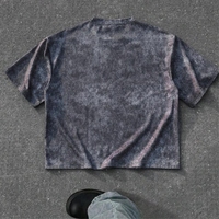 T-shirt Homme Col Rond Manches Courtes Coupe Droite Épaules Tombantes Imprimé Sérigraphié Coton Lourd Lavage Vintage 100% Coton Écologique